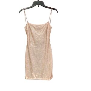 Glare pink with gold sparkles body con dress size medium